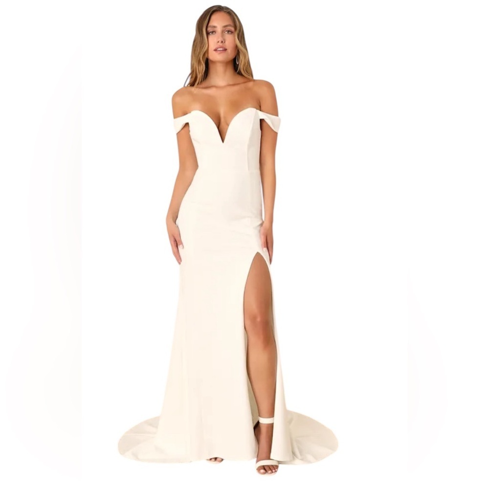 Lulus Idyllic Perfection White Plunge Sleeveless Mermaid Maxi Dress Size XL